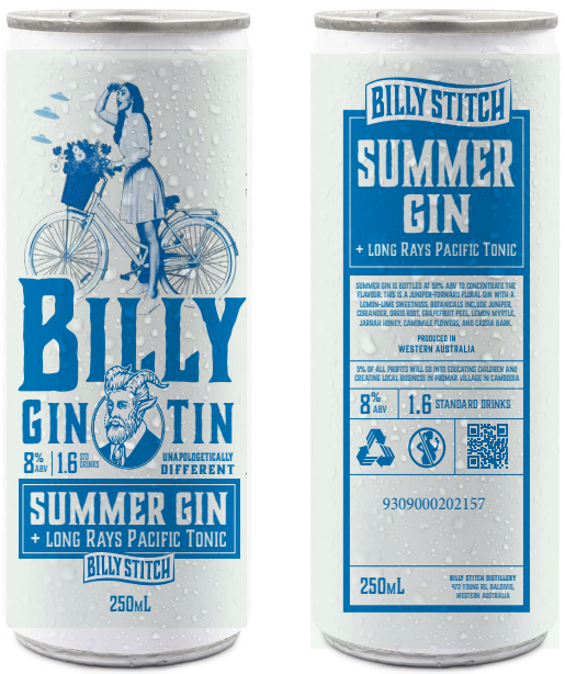 Billy Gin Tin Summer Gin and Pacific Tonic